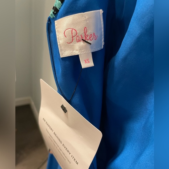 Parker Blue Silk A-Line Dress - Picture 5 of 6